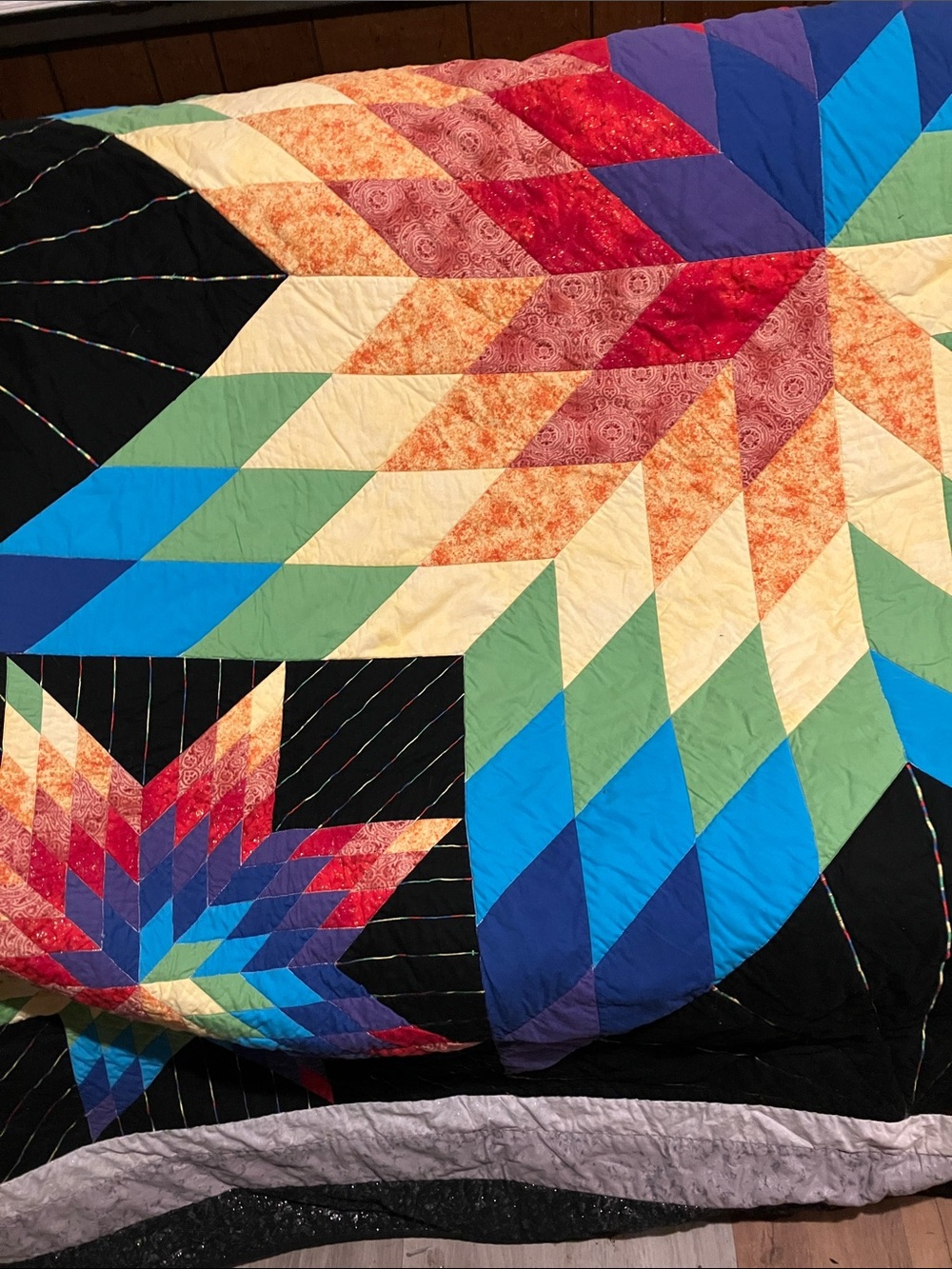 Handmade Starburst Quilt - Multicolor